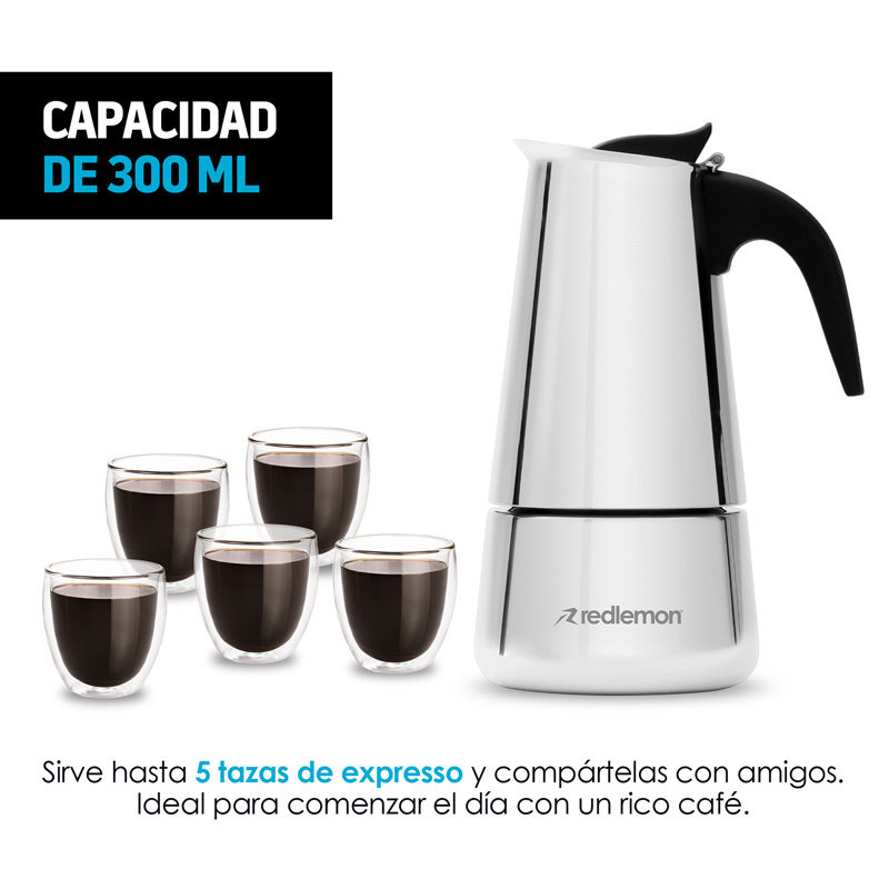 Cafetera Italiana tipo Moka Acero Inoxidable (300 ml) Redlemon