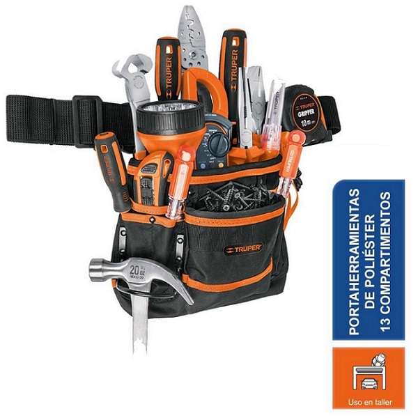 PORTA HERRAMIENTAS CON CINTURON POLIESTER 13 COMARTIMENTOS TRUPER 
