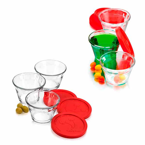 Flaneras vidrio Juego de moldes para flan con tapa Pyrorey 6 pzas. 2 paq. CRISA-0485