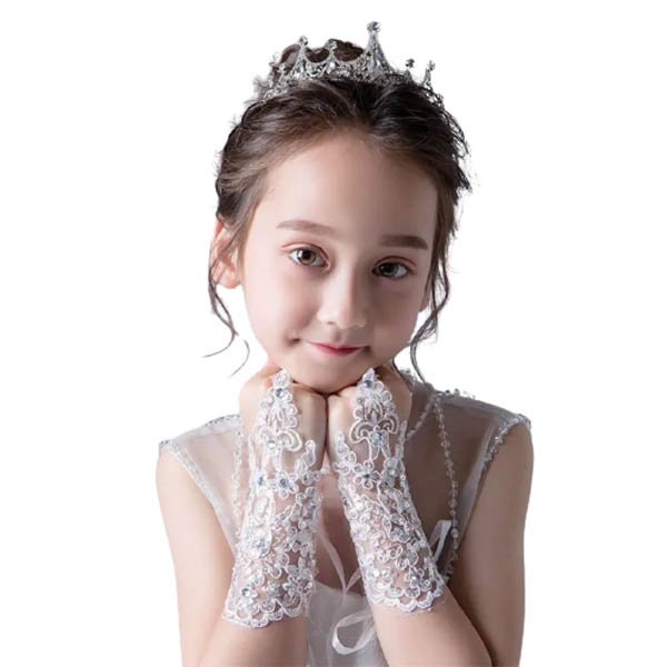 Guantes Primera Comunión Princesa Blancos Encaje Gala
