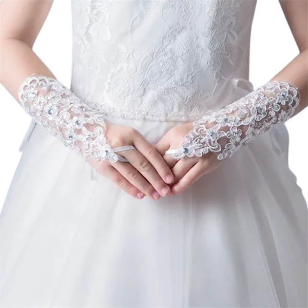 Guantes Primera Comunión Princesa Blancos Encaje Gala