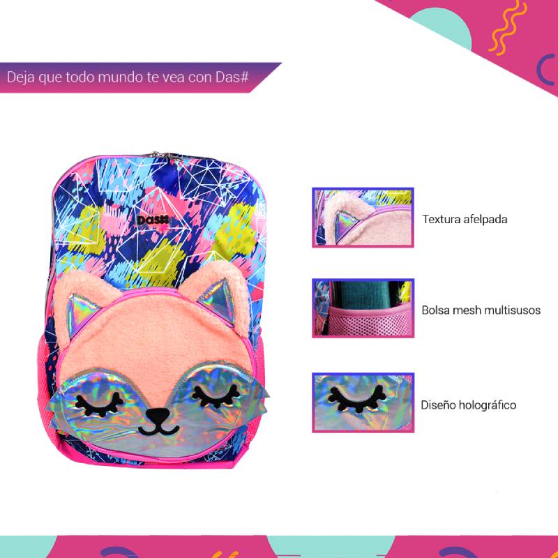 Mochila Backpack DASH Infantil Estampado Gatito 3D