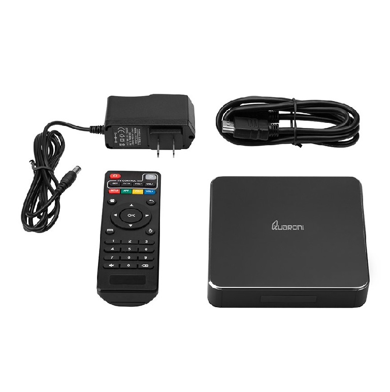 TV BOX QUARONI QUAD CORE 1GB 8GB LAN WIFI HDMI AV CR SPDIF ANDROID 6.0 NEGRO QAC-001 SMART TV USB