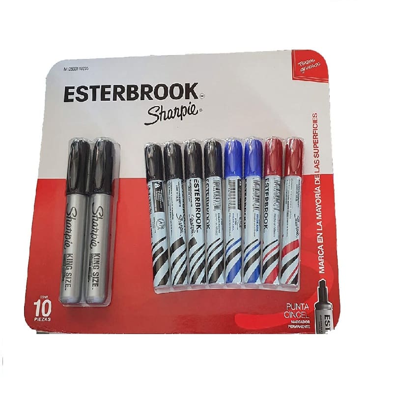 Esterbrook Marcador Permanente, Sharpie, 10 piezas (Presentación puede variar)