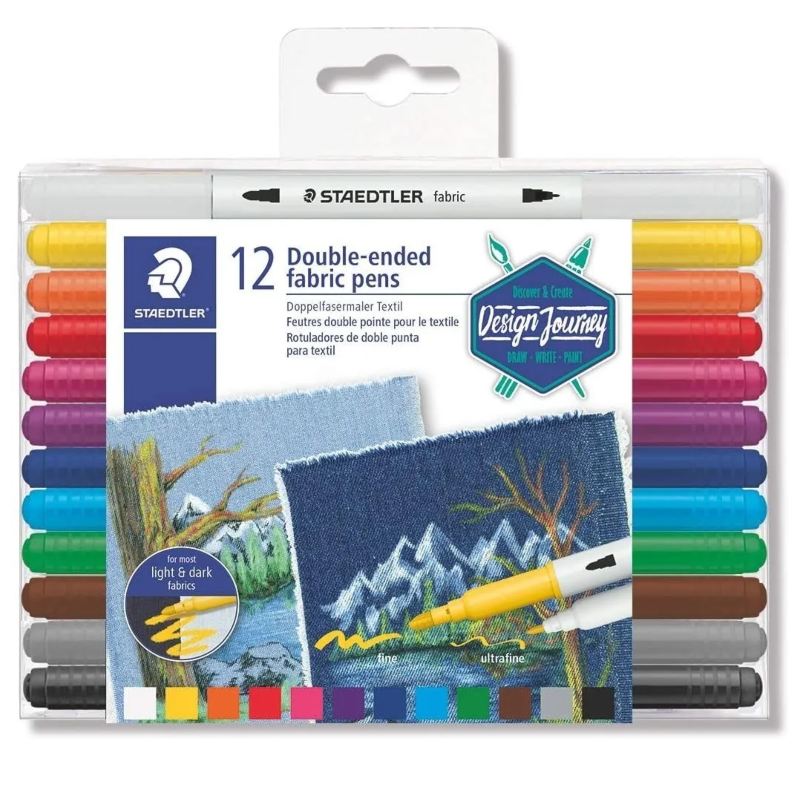 Marcador Textiles Doble Punta Staedtler 12 Plumón Para Tela