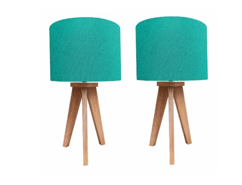 Juego de lampara de buro hiades p/cilíndrica lino verde agua