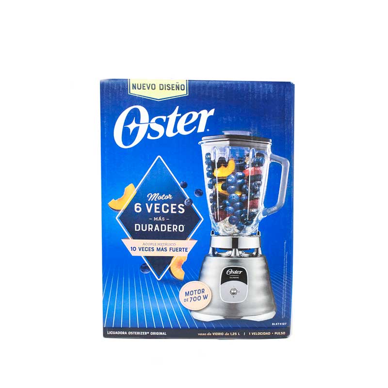 Licuadora 1 Velocidades + Pulso Vaso de Vidrio Clásica Cromo Oster Blst4127.