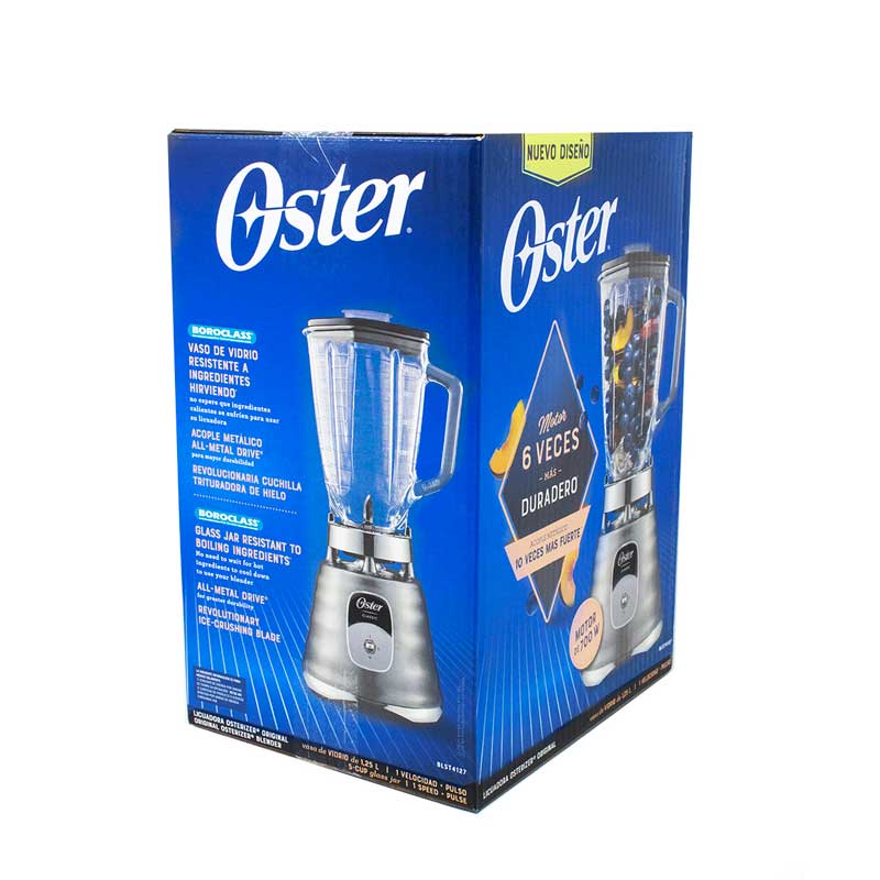 Licuadora 1 Velocidades + Pulso Vaso de Vidrio Clásica Cromo Oster Blst4127.