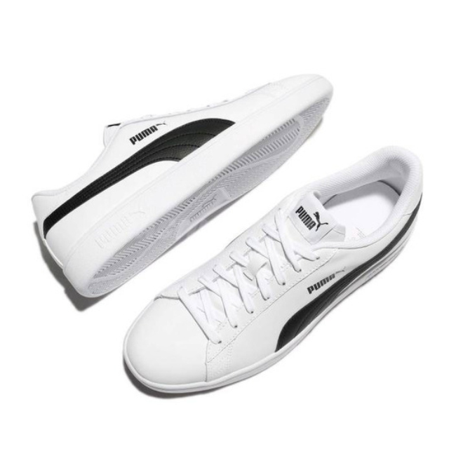 TENIS PUMA ESTILO CASUAL SMASH V2 L BLANCO-NEGRO 365215 01.