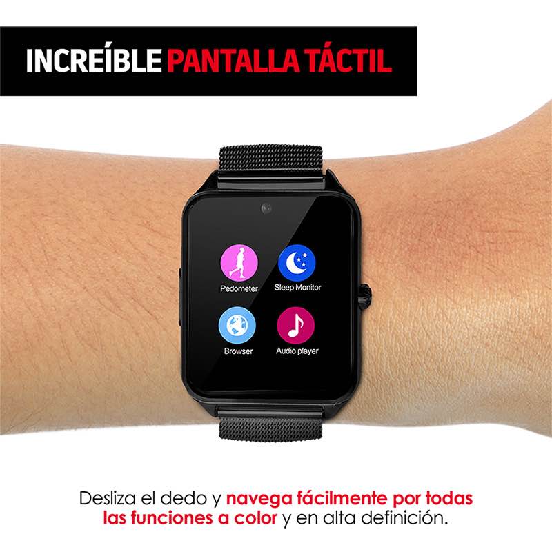 Smartwatch Reloj Inteligente Bluetooth con Ranura para Chip SIM y Micro SD, Android, Mod. Z60 Redlemon