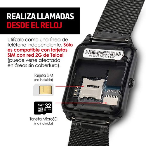 Smartwatch Reloj Inteligente Bluetooth con Ranura para Chip SIM y Micro SD,  Android, Mod. Z60 Redlemon