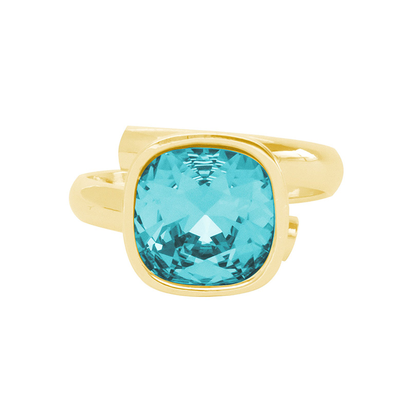 Anillo para Mujer con Cristal Fino Europeo en forma de Cuadrado, Bañado en Oro 14k, Anillo Elegante y Brillante-Aretes de Mujer de Moda, Joyería para Mujer de Moda, Regalo especial