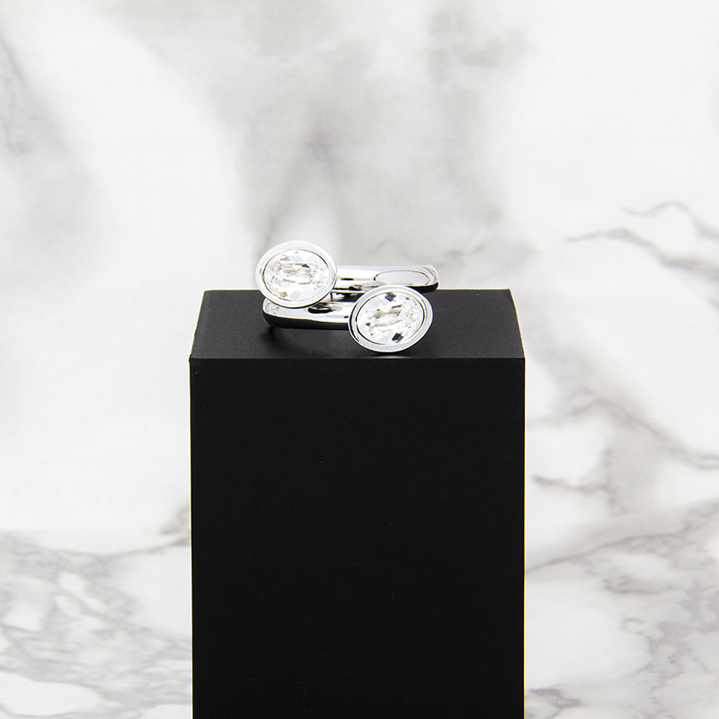 Anillo para Mujer con Cristal Fino Europeo en forma de Oval, Bañado en Rodio, Anillo Elegante y Brillante-Aretes de Mujer de Moda, Joyería para Mujer de Moda, Regalo especial