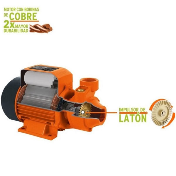 Bomba para Agua Eléctrica Periférica 1 Hp Truper Naranja max. Altura 70 m uso Agricola Casa BOAP-1