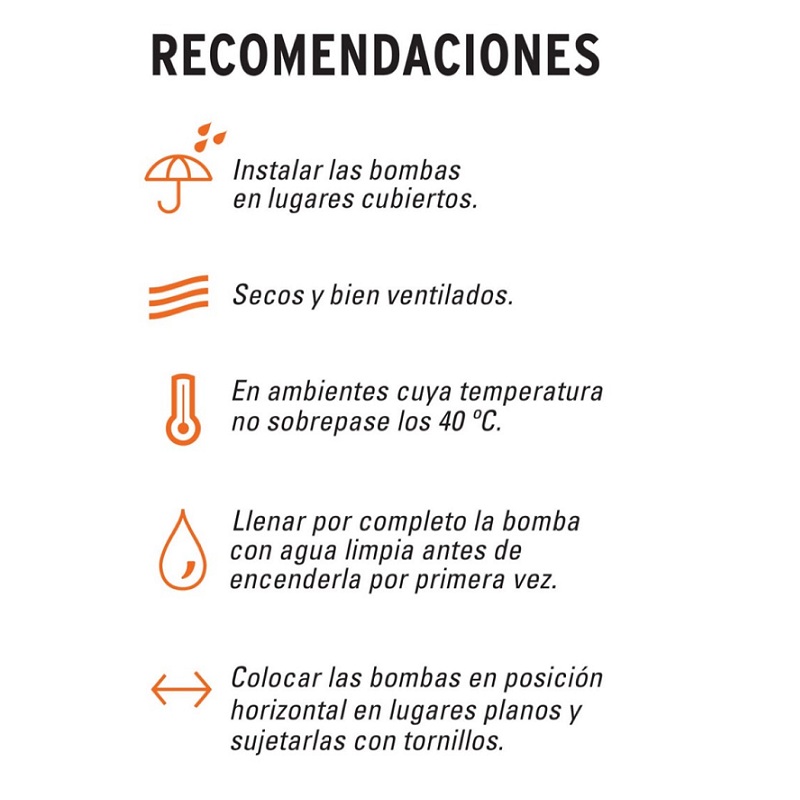 Bomba para Agua Eléctrica Periférica 1 Hp Truper Naranja max. Altura 70 m uso Agricola Casa BOAP-1