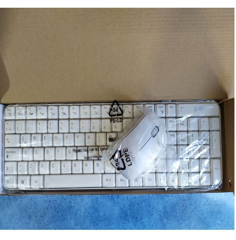 TECLADO MOUSE COMBO KIT INALAMBRICO BLANCO USB PC LAPTOP MULTIMEDIA ESCUELA OFICINA GT4000WG