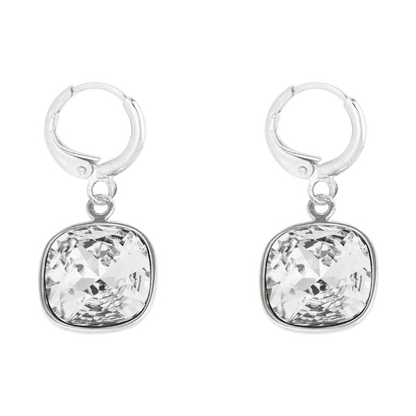 Arete para Mujer con Cristal Fino Europeo en forma de Cuadrado, Bañado en Oro 14k, Arete Elegante y Brillante, Aretes de Mujer de Moda, Joyería para Mujer de Moda, Regalo especial