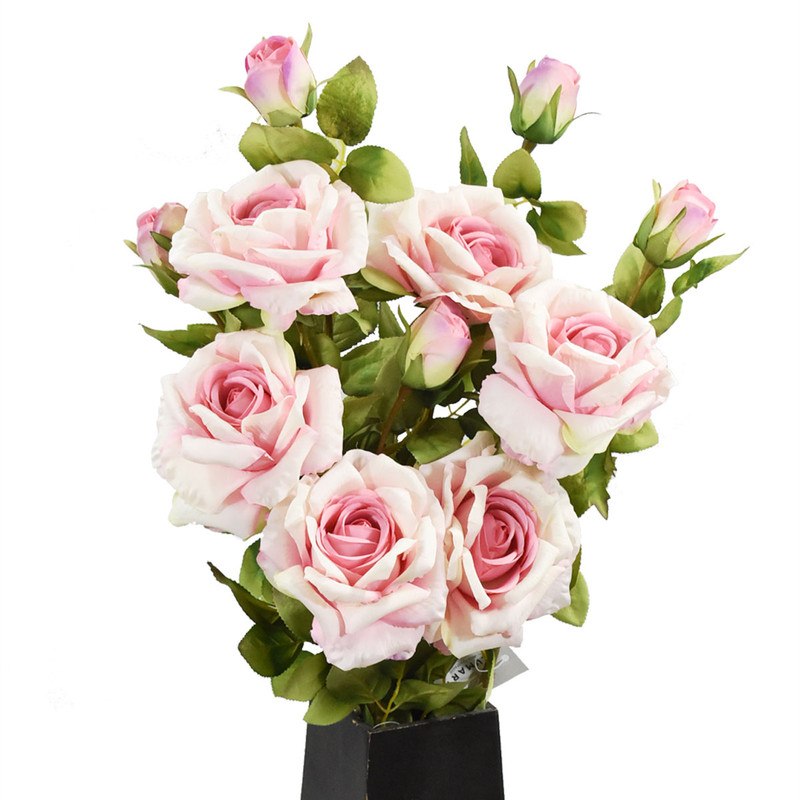Vara de Rosas Artificales Rosa Claro Pack 3 pz Blumart
