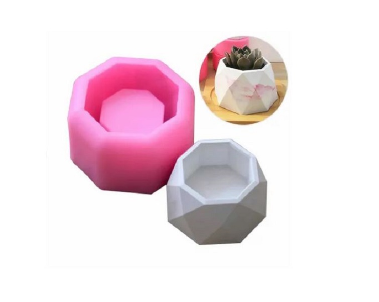 Molde Silicona Para Macetas Hexagonal Yeso Concreto Prisma