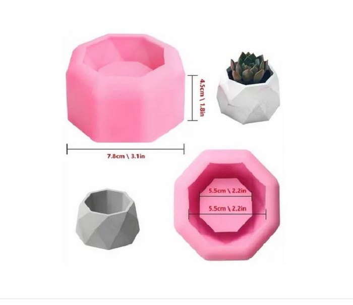 Molde Silicona Para Macetas Hexagonal Yeso Concreto Prisma