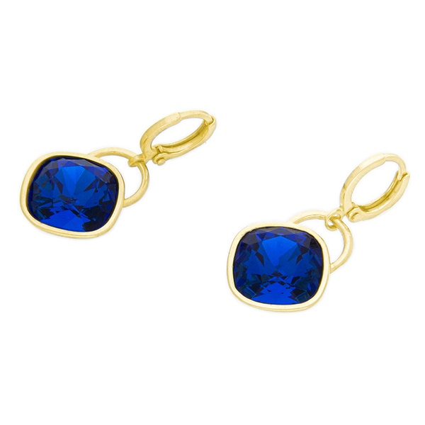 Arete para Mujer con Cristal Fino Europeo en forma de Rombo, Bañado en Oro 14k, Arete Elegante y Brillante, Aretes de Mujer de Moda, Joyería para Mujer de Moda, Regalo especial