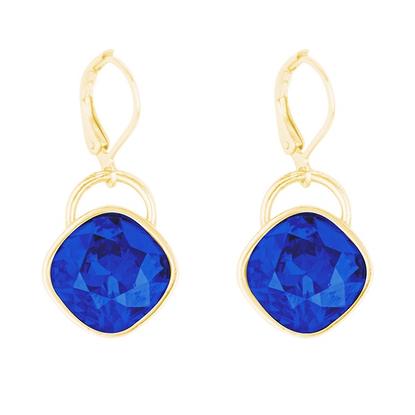Arete para Mujer con Cristal Fino Europeo en forma de Rombo, Bañado en Oro 14k, Arete Elegante y Brillante, Aretes de Mujer de Moda, Joyería para Mujer de Moda, Regalo especial