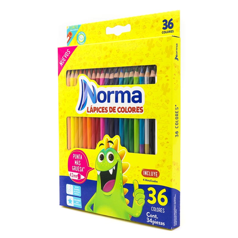 Lapices De Colores Norma Redondos 36 Pzas Con Metalicos