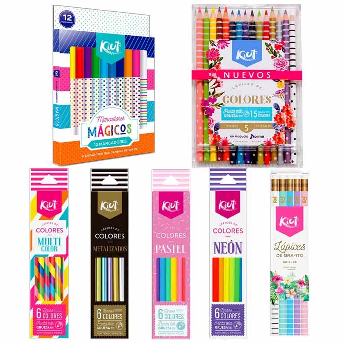Kiut Plumones Lapices Colores Neon Pastel Metalizados Utiles Escolares.