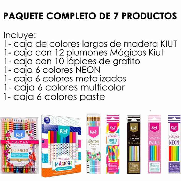 Kiut Plumones Lapices Colores Neon Pastel Metalizados Utiles Escolares.