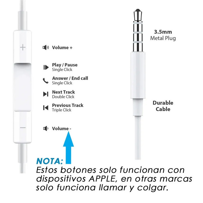 Audifonos iphone jack online 3.5 originales