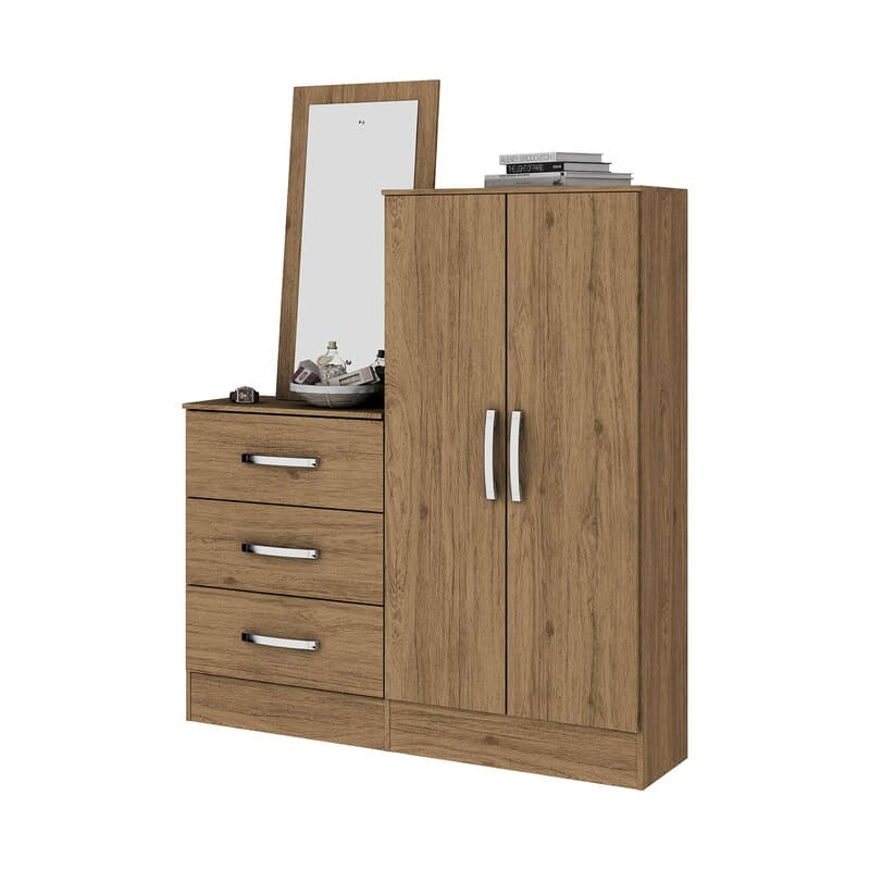 Cómoda Cajonera Tocador Multiusos con Espejo color Rústico