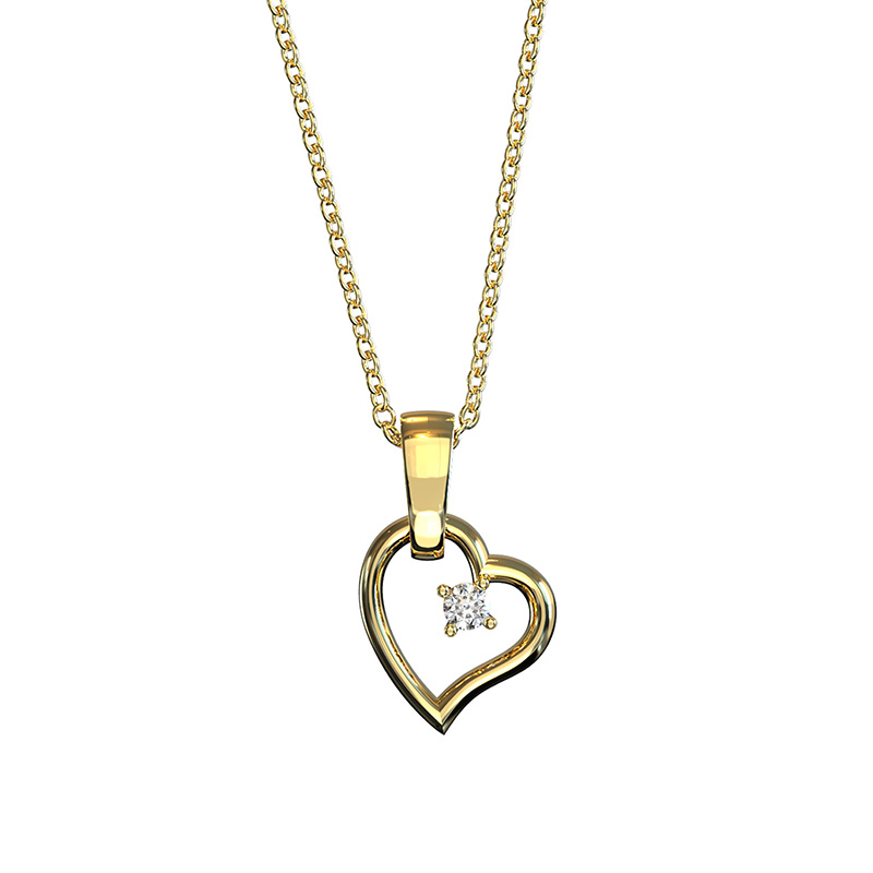 Collar para Mujer con Cristal Fino Europeo en forma de Corazón Chueco- Bañado en Oro 14k- Collar Elegante y Brillante-Collares de Mujer de Moda- Joyería para Mujer de Moda- Regalo especial