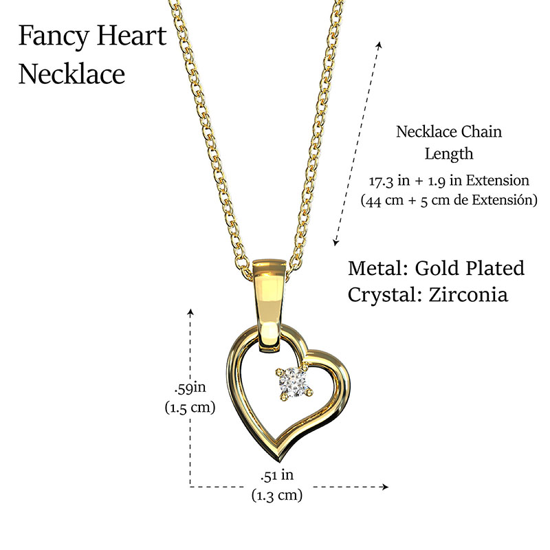 Collar para Mujer con Cristal Fino Europeo en forma de Corazón Chueco- Bañado en Oro 14k- Collar Elegante y Brillante-Collares de Mujer de Moda- Joyería para Mujer de Moda- Regalo especial