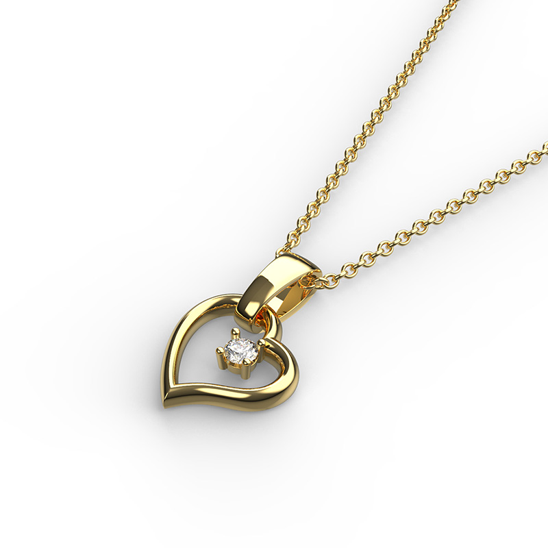 Collar para Mujer con Cristal Fino Europeo en forma de Corazón Chueco- Bañado en Oro 14k- Collar Elegante y Brillante-Collares de Mujer de Moda- Joyería para Mujer de Moda- Regalo especial