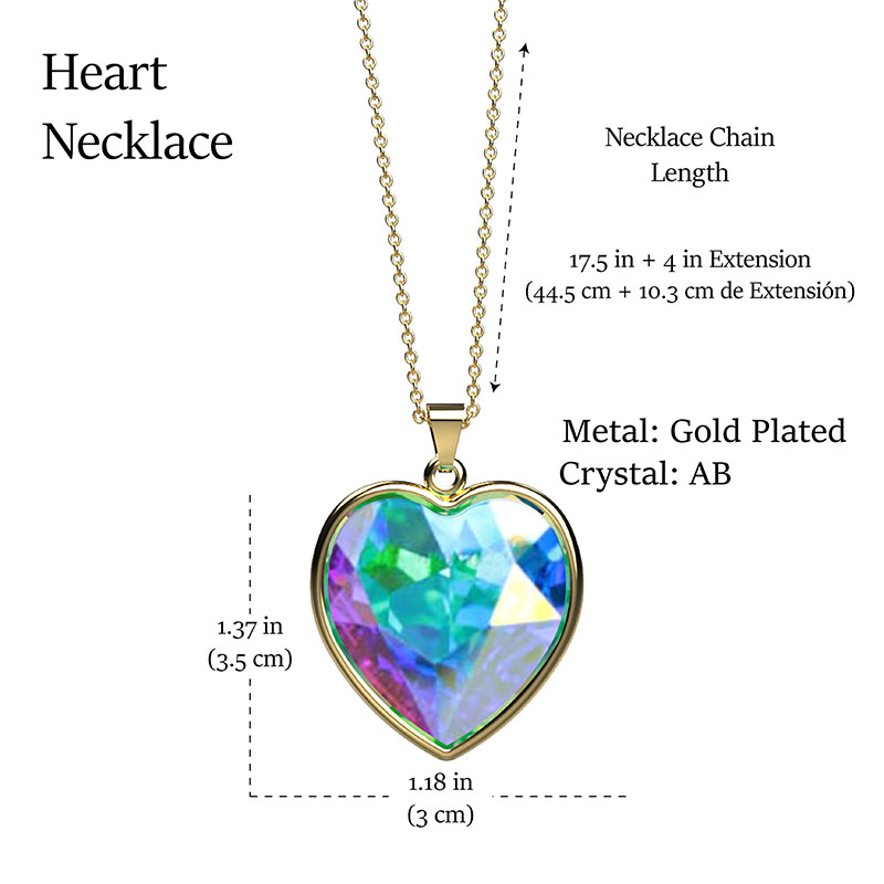 Collar para Mujer con Cristal Fino Europeo en forma de Corazón, Bañado en Oro 14k- Collar Elegante y Brillante-Collares de Mujer de Moda- Joyería para Mujer de Moda- Regalo especial