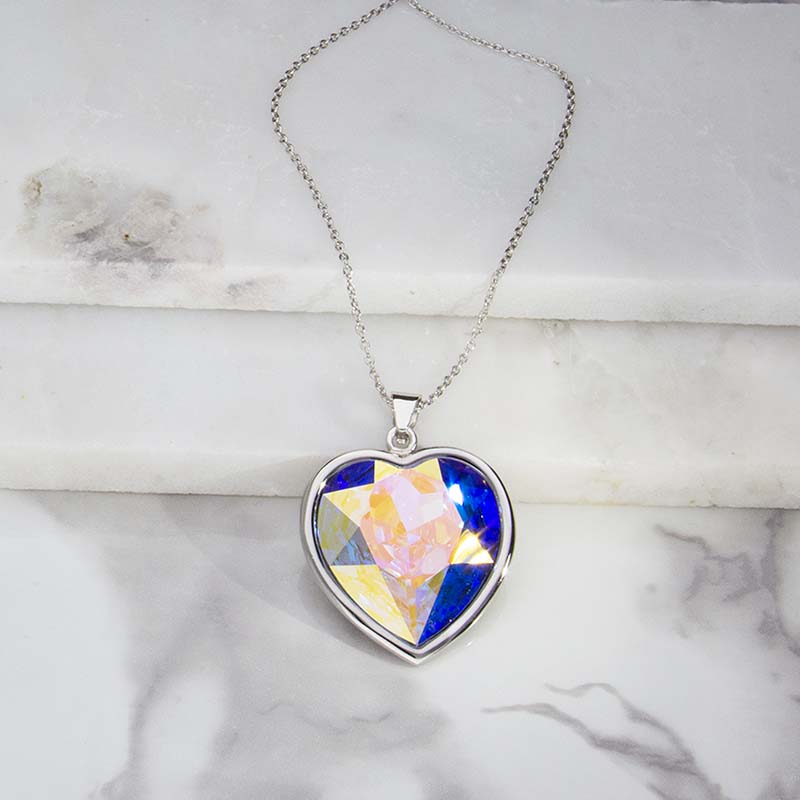 Collar para Mujer con Cristal Fino Europeo en forma de Corazón, Bañado en Oro 14k- Collar Elegante y Brillante-Collares de Mujer de Moda- Joyería para Mujer de Moda- Regalo especial