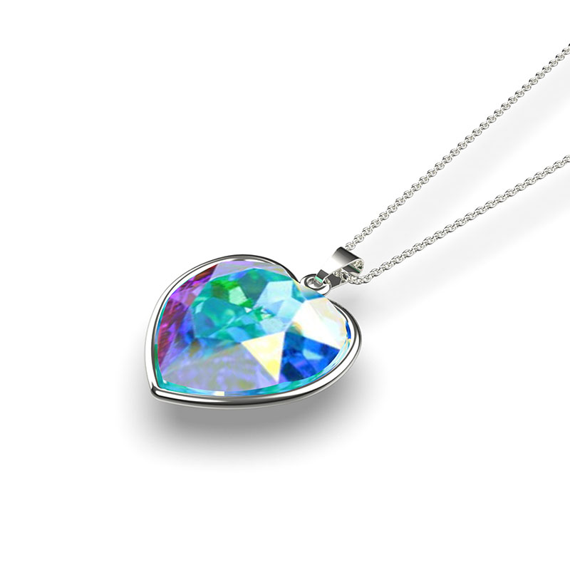 Collar para Mujer con Cristal Fino Europeo en forma de Corazón, Bañado en Oro 14k- Collar Elegante y Brillante-Collares de Mujer de Moda- Joyería para Mujer de Moda- Regalo especial