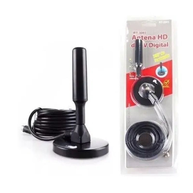 ANTENA HD PARA TV, TELEVISION DIGITAL, BASE MAGNETICA, NEGRA