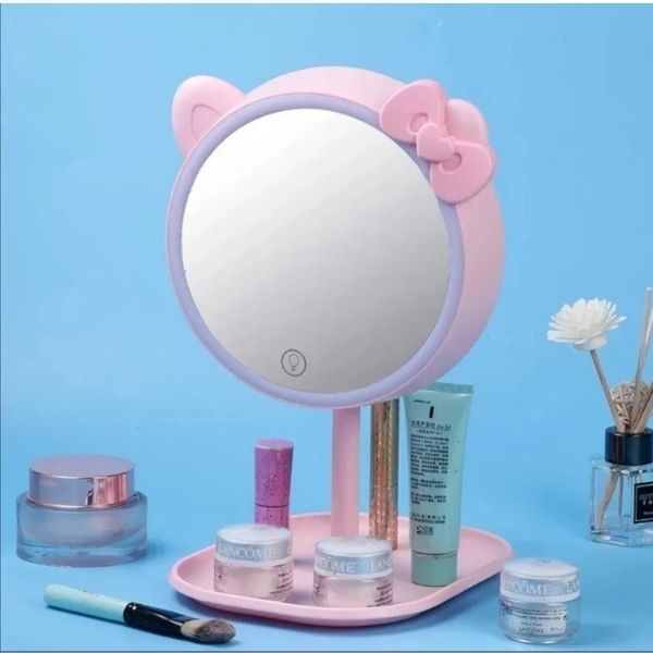 Espejo Con Luz Led Para Maquillaje De Hello Kitty Kawaii