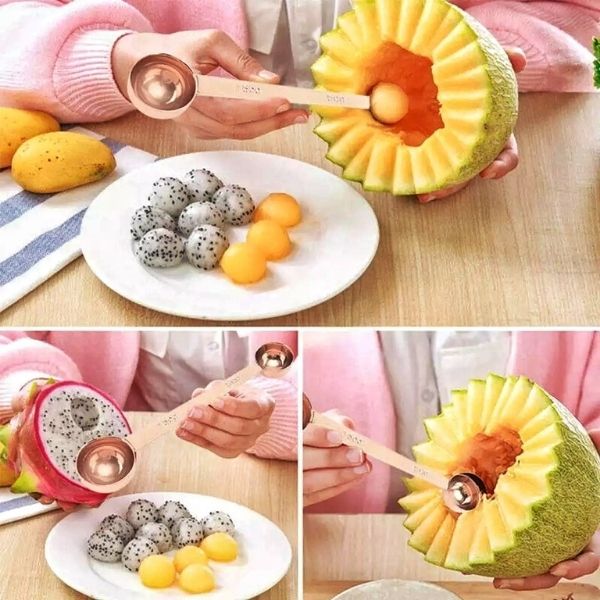 Cuchara Medidora Acero Inoxidable Color Cobre 1 y 2 Cucharadas