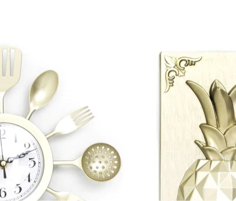 Reloj De Pared Diseño Cubiertos Cocina + 2 Cuadros Decorativos Frutas