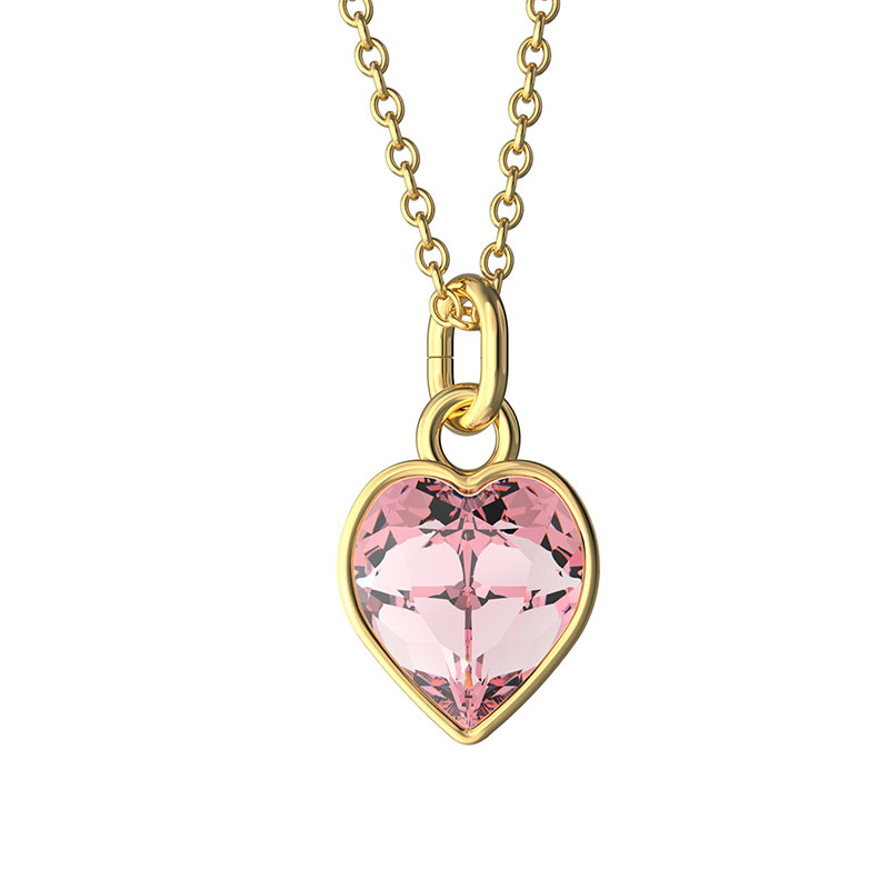 Collar para Mujer con Cristal Fino Europeo en forma de Corazón Chico- Bañado en Oro 14k- Collar Elegante y Brillante-Collares de Mujer de Moda- Joyería para Mujer de Moda- Regalo especial