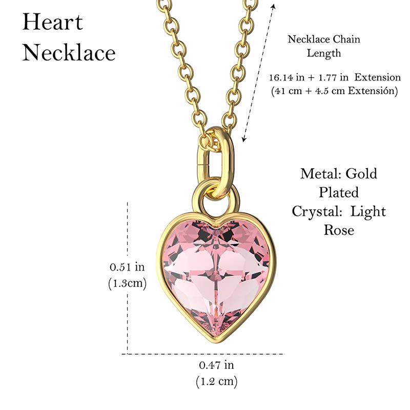 Collar para Mujer con Cristal Fino Europeo en forma de Corazón Chico- Bañado en Oro 14k- Collar Elegante y Brillante-Collares de Mujer de Moda- Joyería para Mujer de Moda- Regalo especial