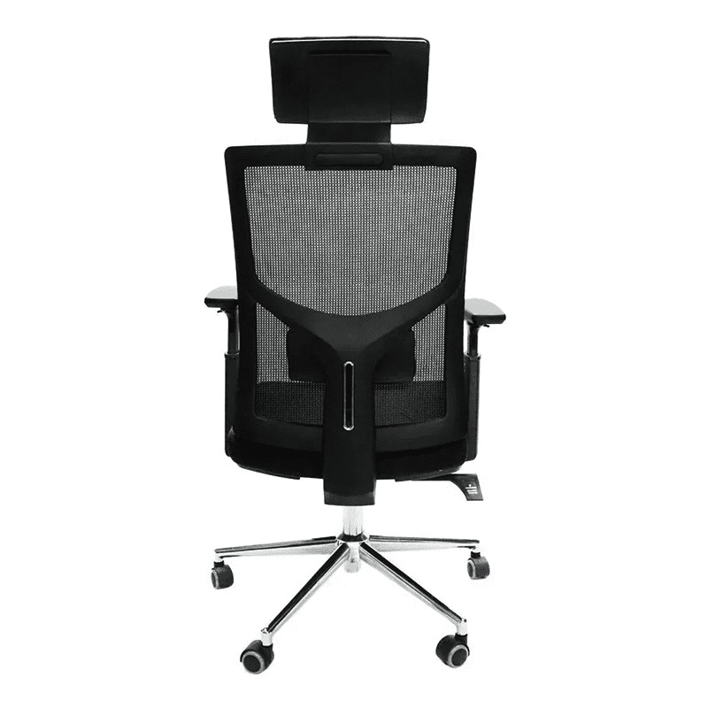 Silla De Oficina Negra Ejecutiva Ergonómica Base Metal Malla Lujo Apoyabrazos Ajustable y Cabecera Ajustable VANLIG