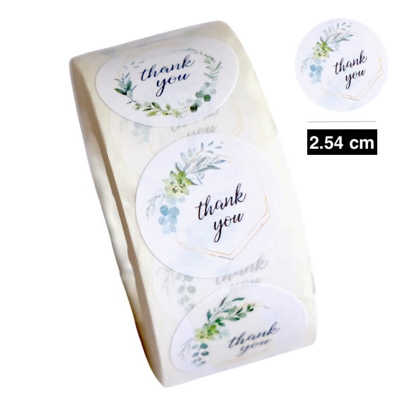 Rollo De Pegatinas De Agradecimiento, 500 Unidades De 1 Pulgada Para Embalaje De Reposteria Sellos De Sobres Etiquetas Blancas Para Pequenas Empresas Y Bodas