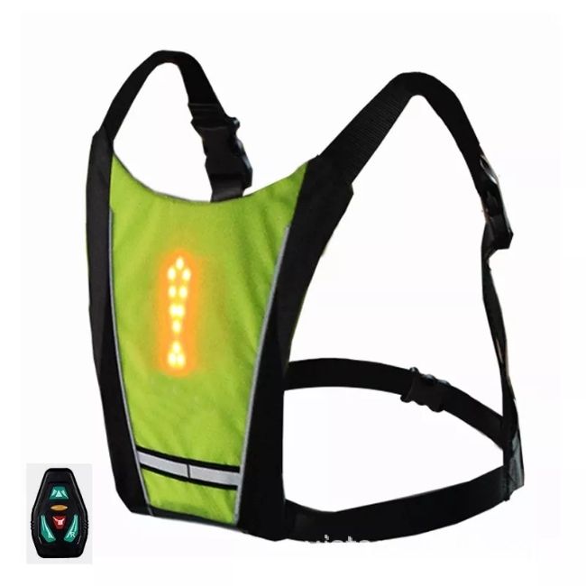 Chaleco para Bicicleta con Señales Luz LED, Recargable, Inalámbrico, Advertencia de Vuelta Direccional, Ciclismo.