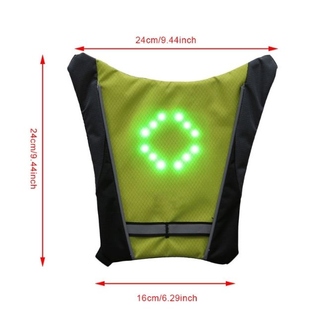 Chaleco para Bicicleta con Señales Luz LED, Recargable, Inalámbrico, Advertencia de Vuelta Direccional, Ciclismo.