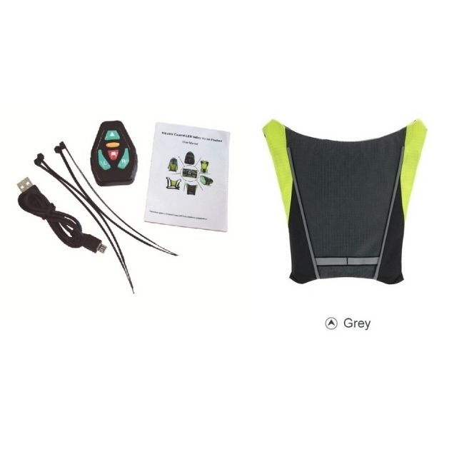 Chaleco para Bicicleta con Señales Luz LED, Recargable, Inalámbrico, Advertencia de Vuelta Direccional, Ciclismo.