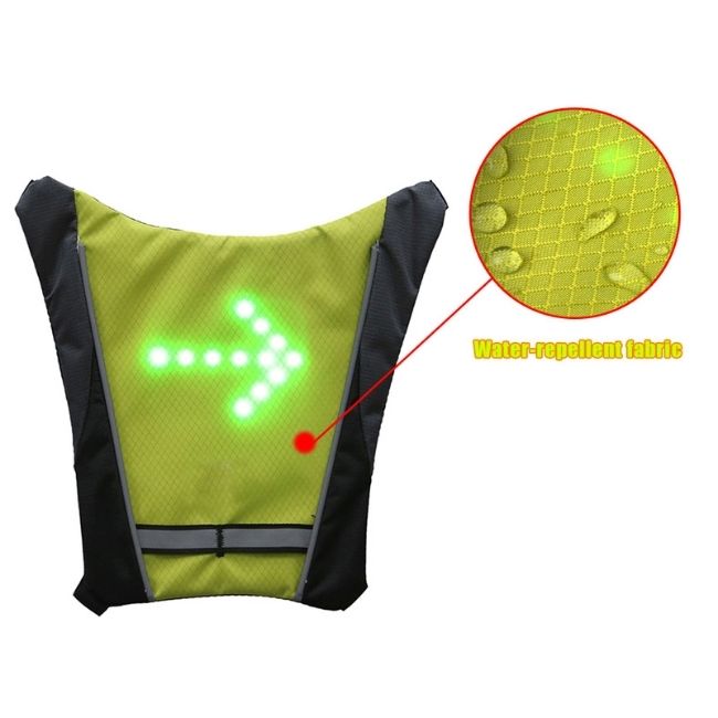 Chaleco para Bicicleta con Señales Luz LED, Recargable, Inalámbrico, Advertencia de Vuelta Direccional, Ciclismo.