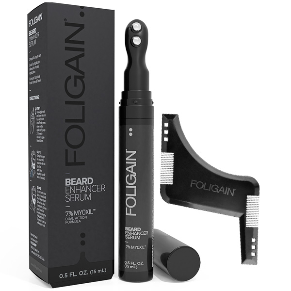 FOLIGAIN SUERO PARA EL CRECIMIENTO DE LA BARBA con Myoxil 15ml mas Peine para moldear barba